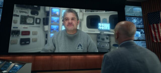 Patton Oswalt guest-starred as Captain Lancaster, deployed on a solo mission to Mars.