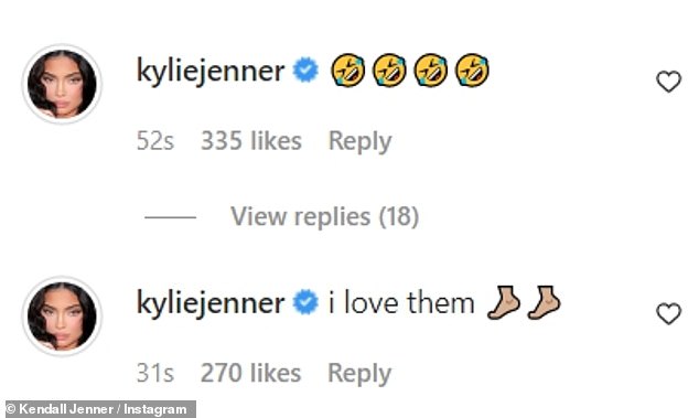 Sibling love: Younger sister Kylie commented: 'I love them' 