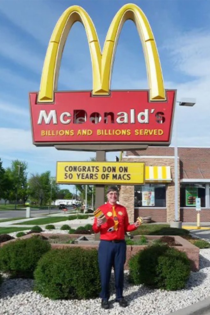 Gorsk in front of the local McDonald's, who hangs his picture in the restaurant.