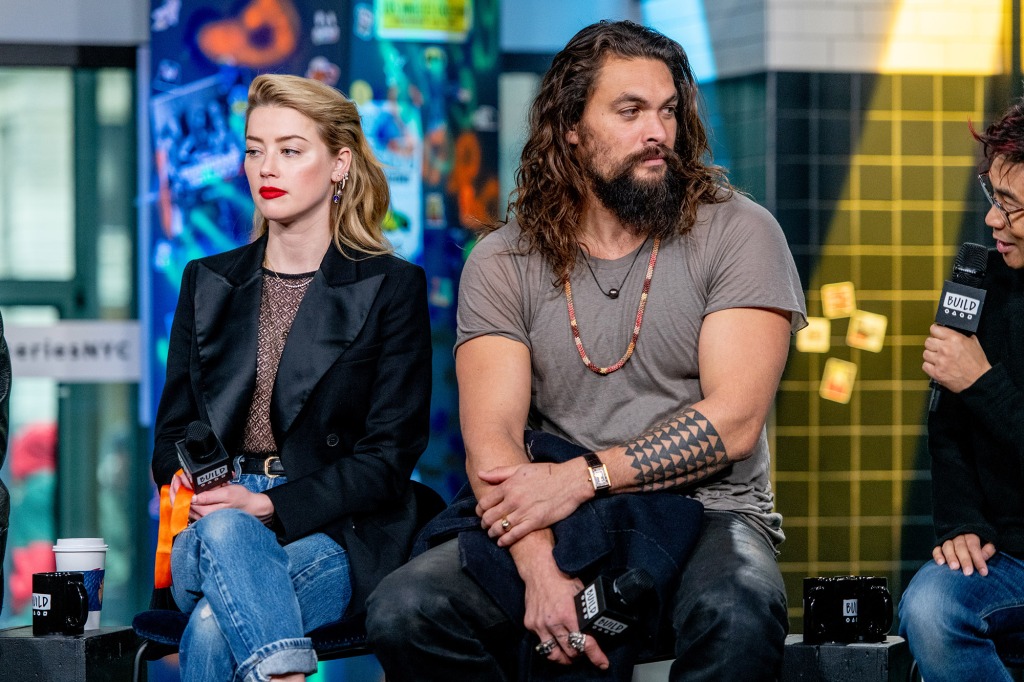 NEW YORK, NY - December 3: Amber Heard and Jason Momoa discuss "Aquaman" With the Build Series at Build Studio on December 3, 2018 in New York City.  (Photo by Roy Rochlin/Getty Images)