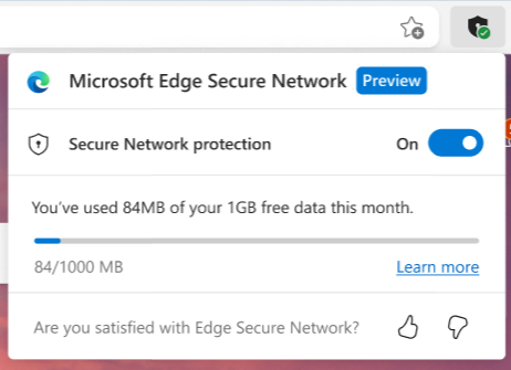 The secure network feature will keep track of its data usage for you.