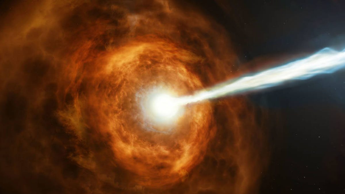 Illustration of a gamma ray burst.