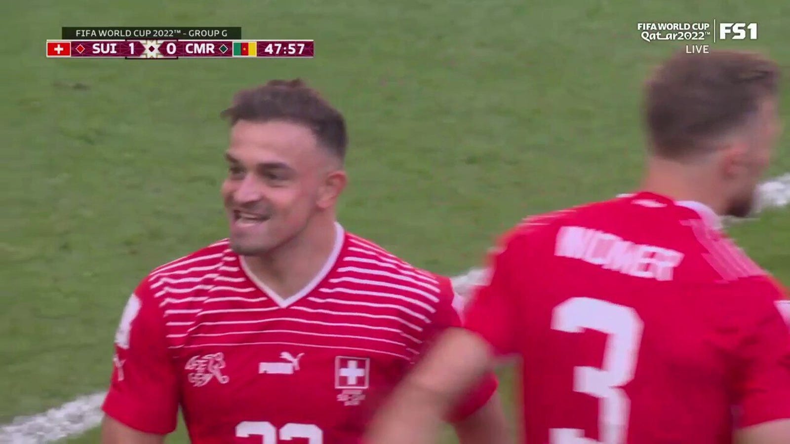 Brill Empolo scores Switzerland's goal against Cameroon in the 48th minute 