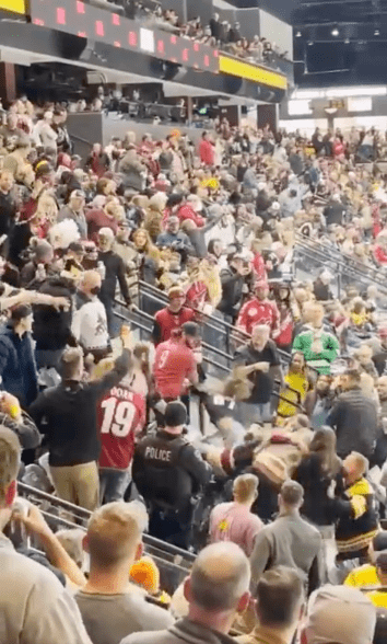 Coyotes and Bruins fans got into a huge fight during a game in Tempe, Arizona.  On December 9, 2022.