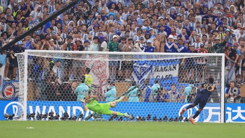 Martinez saved the penalty kick from France's Kingsley Coman in the World Cup final.  